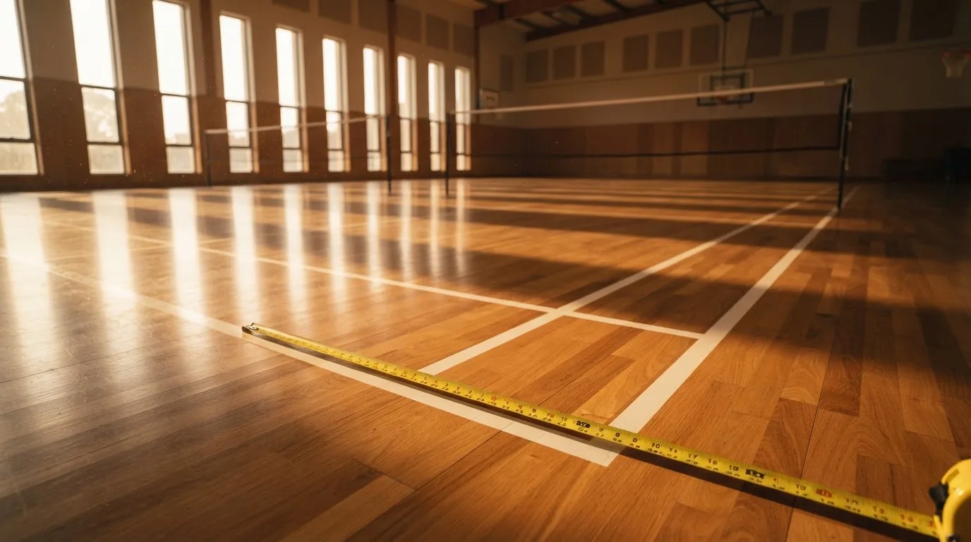 An empty courtroom with wooden benches in morning light