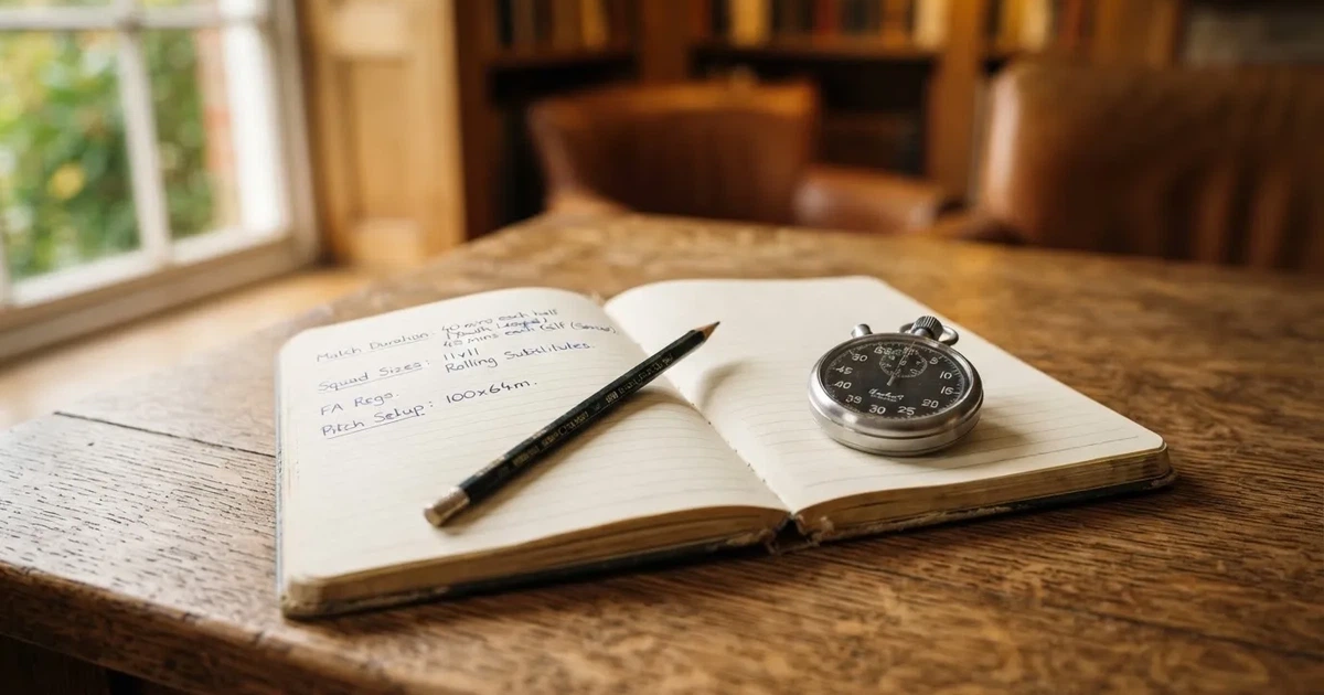 An open notebook with a pencil and a stopwatch on a wooden table