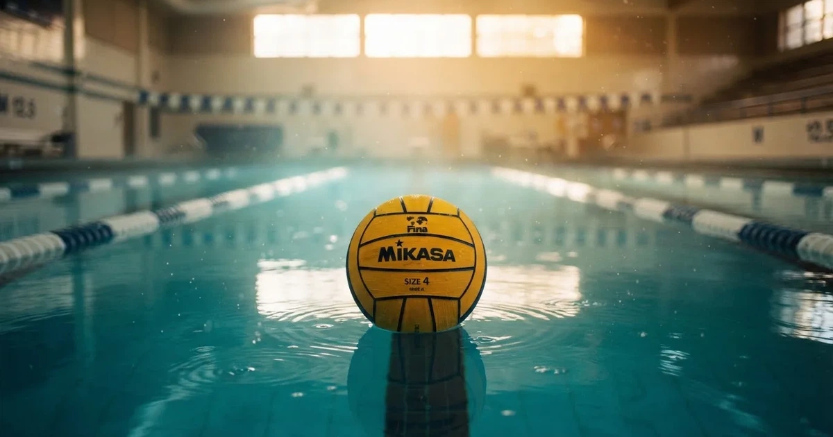 A ball on the centre spot of a grass pitch in morning light
