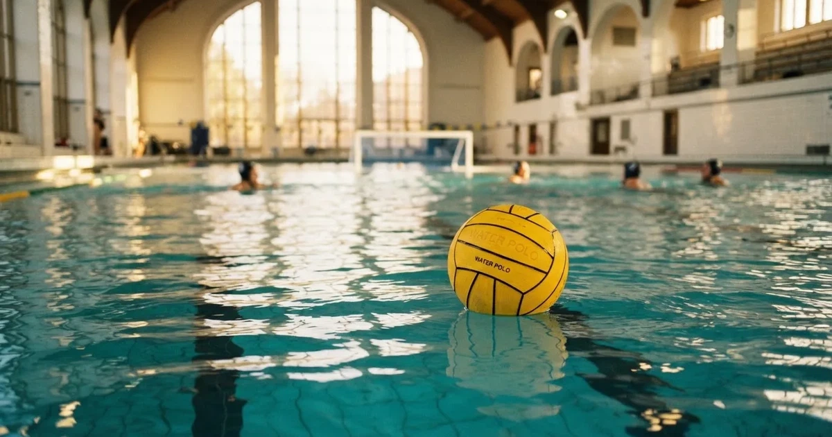 A ball on the centre spot of a grass pitch in morning light
